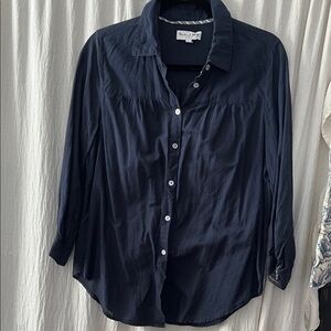 Michael Stars Navy Button-Up Shirt with Contrast Trim